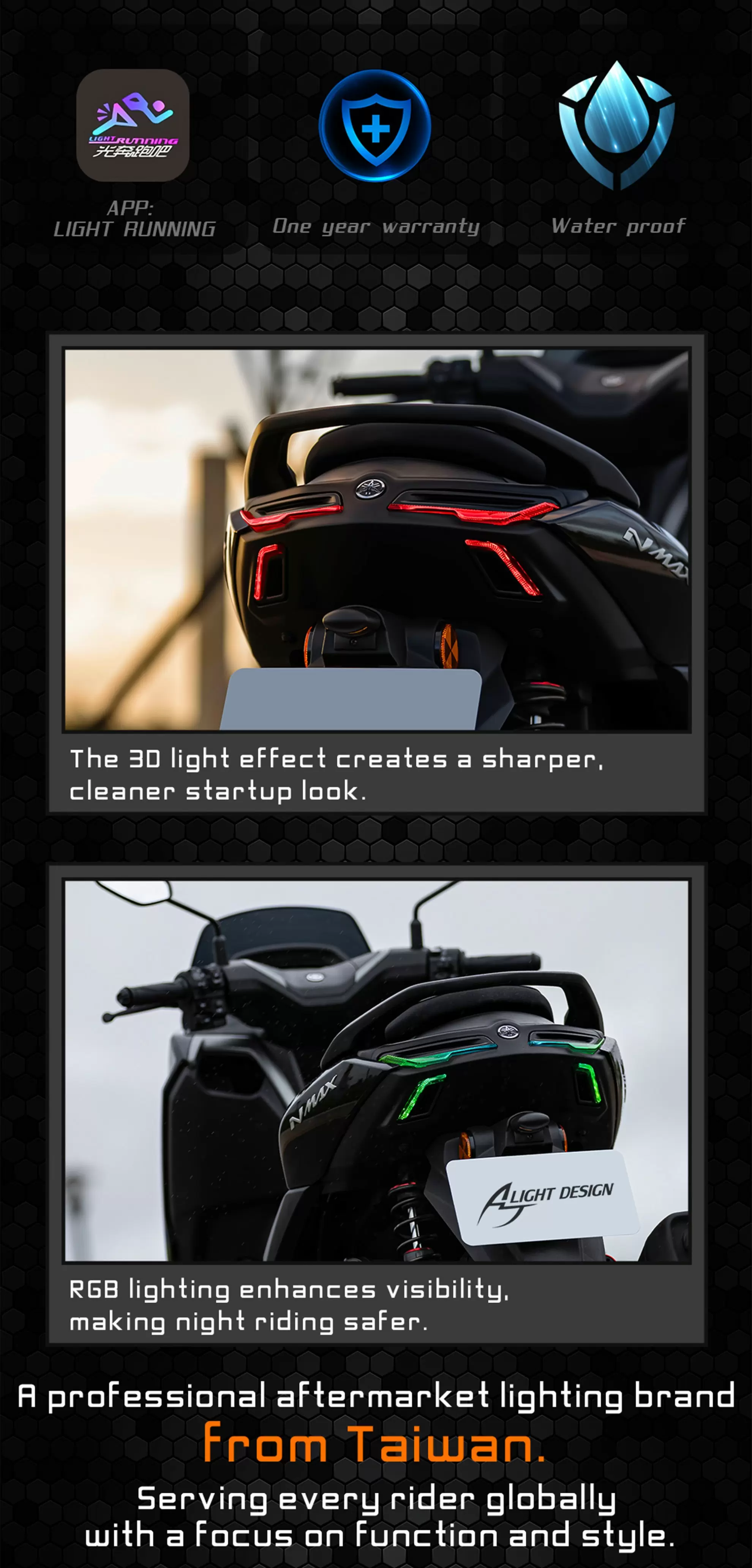 AJ aftermarket NMAX tail light for Yamaha scooters