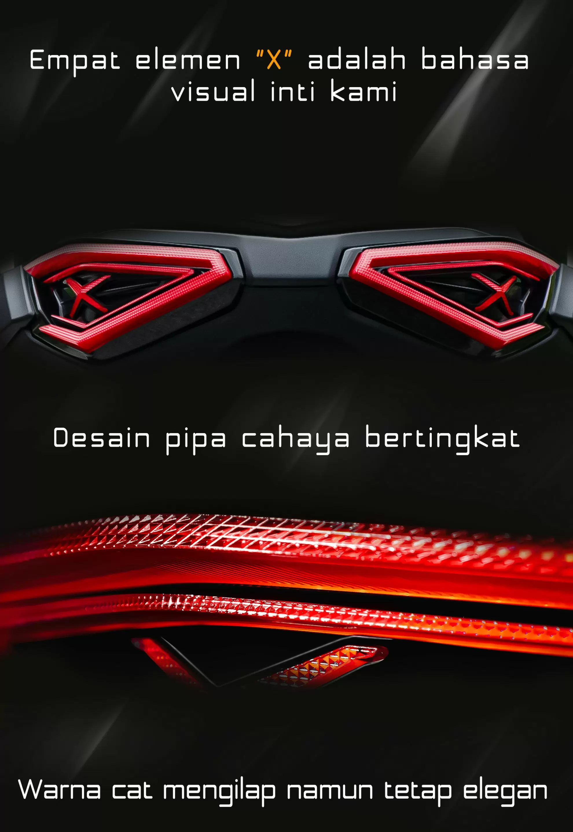 Sudut belakang menampilkan lampu belakang AJ XMAX dengan upgrade LED