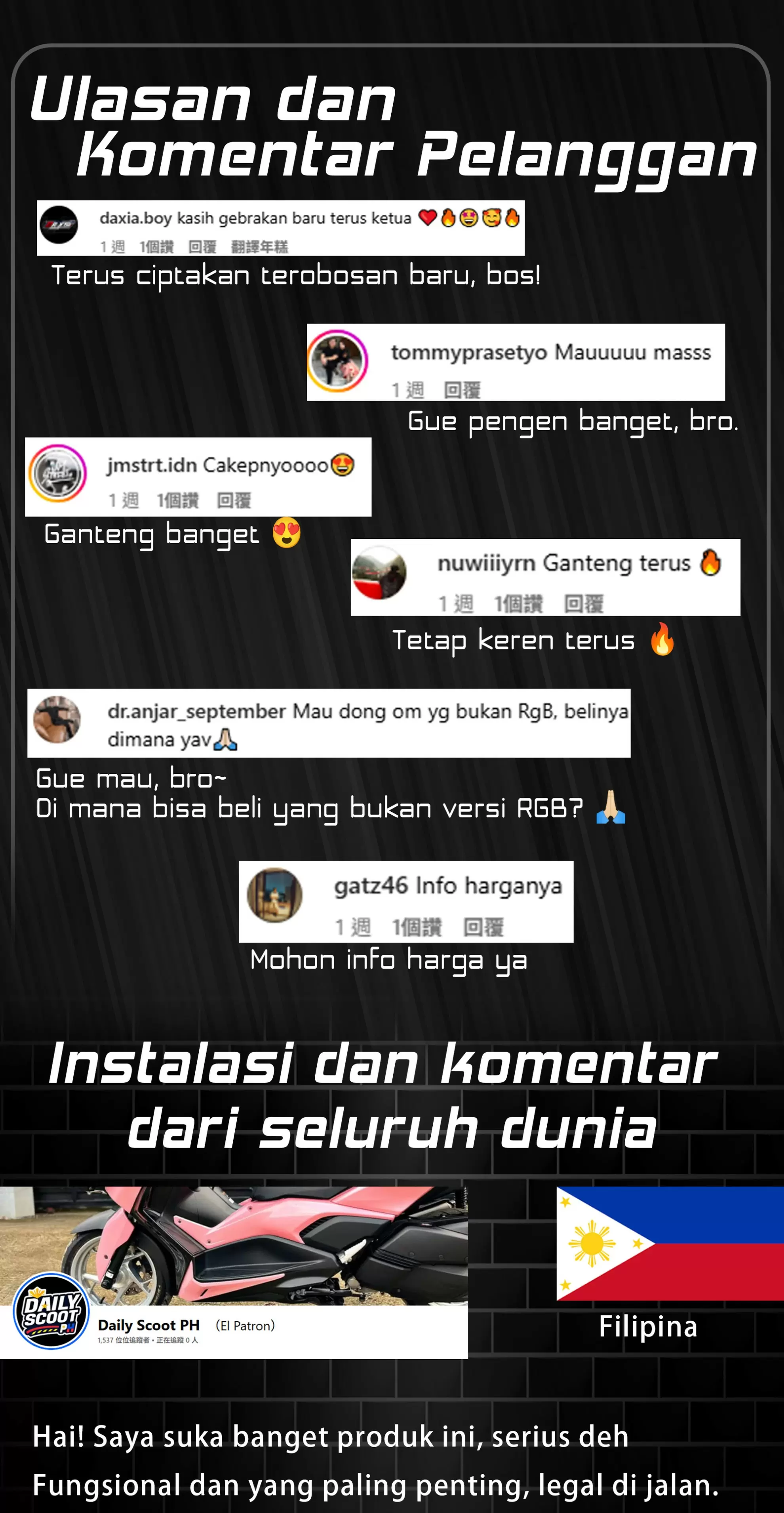 Lampu belakang XMAX aftermarket dari AJ untuk motor Yamaha