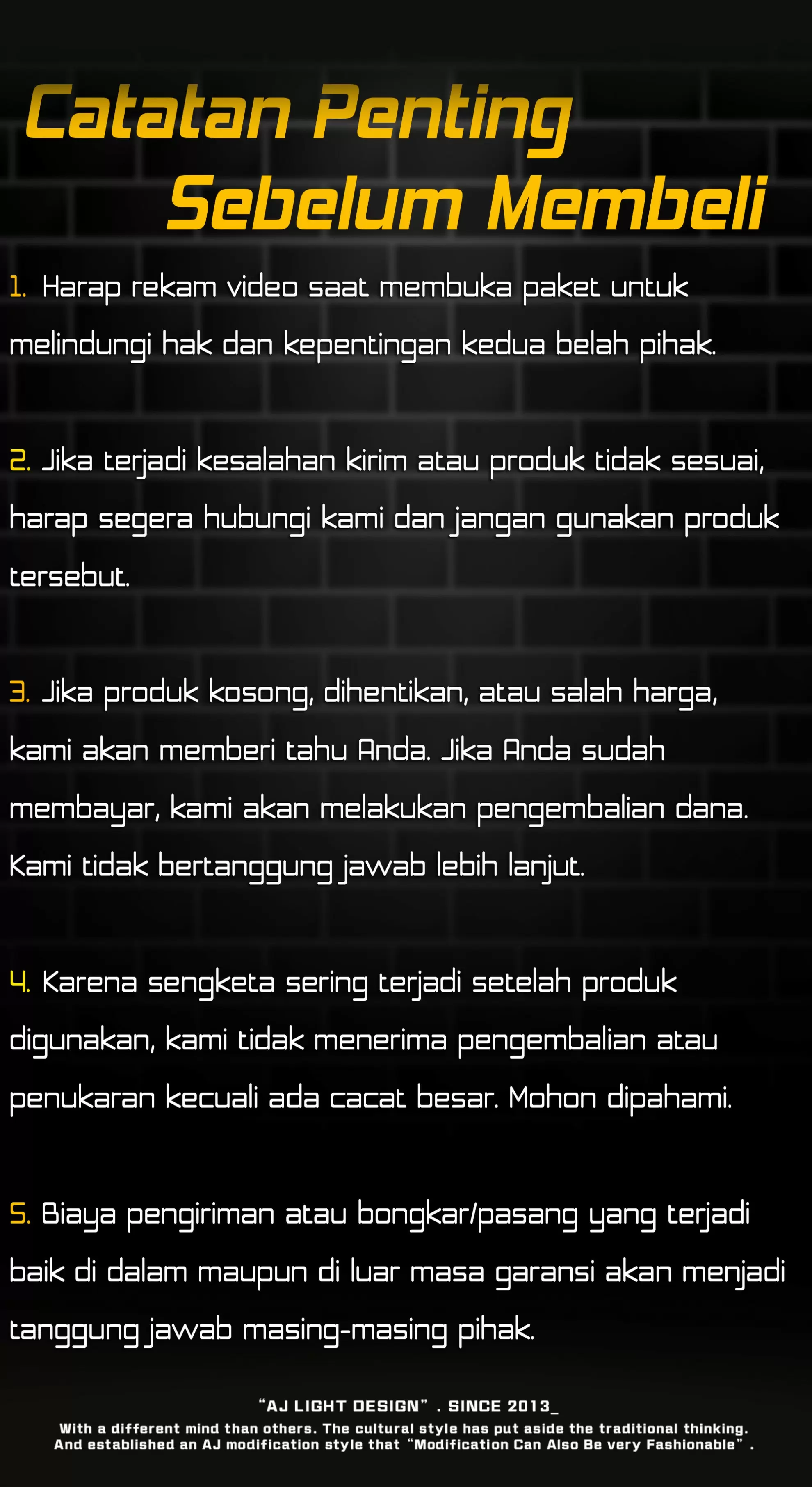 Lampu belakang XMAX aftermarket dari AJ untuk motor Yamaha