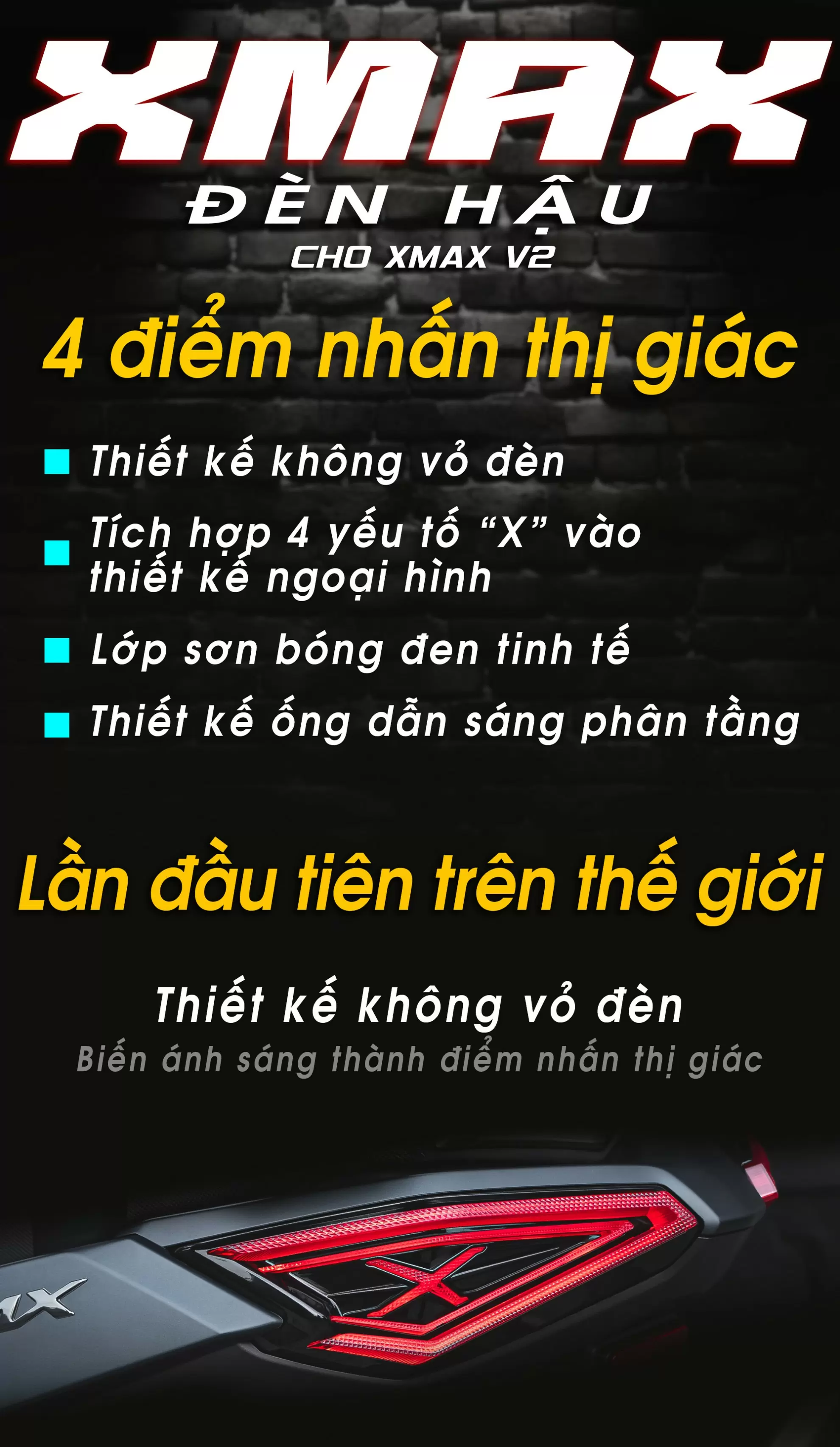 Đèn hậu Yamaha XMAX đã lắp trên xe – phiên bản kính khói
